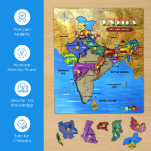 VABOOK Puzzle Game for Kids – India Map, Mapology for Kids | Educational Geography Toy with States, Capitals & Landmarks | Best Gift for Boys & Girls 5+ 4